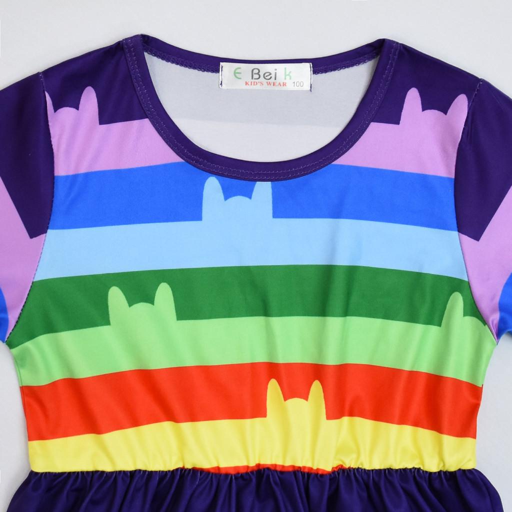 Kids Girls Cartoon Printed Long Sleeves O Neck Casual Dress Halloween Cosplay Costumes