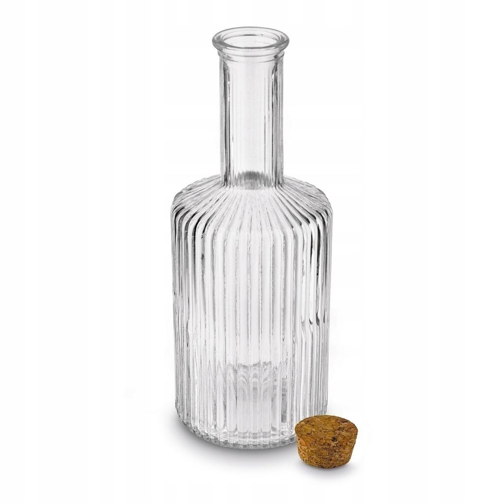 Karafka Szklana Z Korkiem 500 Ml Z Ozdobnym Tłoczeniem Do Nalewek 1 Szt.