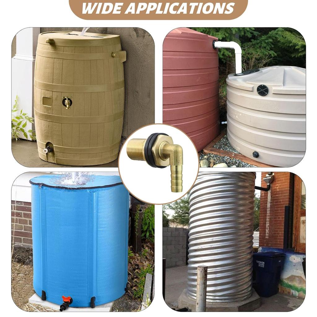 Brass Water Tank Fitting Set Metal Tank Connectors Barrel Fittings Upgrades for Buckets Containers & Irrigation Use