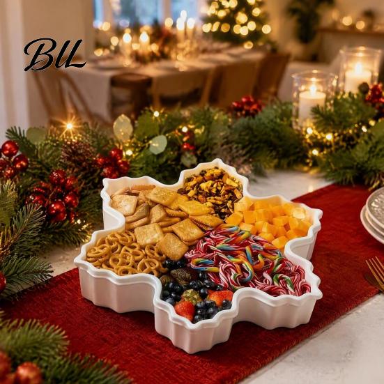 Festive Countertop Storage Box Christmas Serving Tray with Airtight Lid, Decorative PP Food Organizer, Living Room Container Moisture Proof