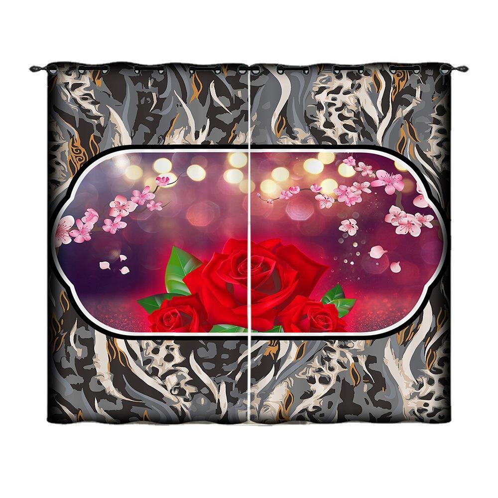 Vorhänge Rose Retro Hirsch Vorhang Digitaldruck Verdunkelungsvorhang Ohne Bohren