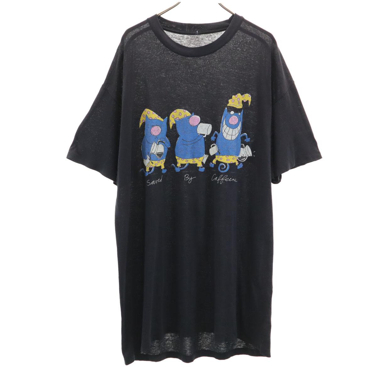 

VINTAGE 80s Animal Pattern Cat Short sleeve long T-shirt Men s Used