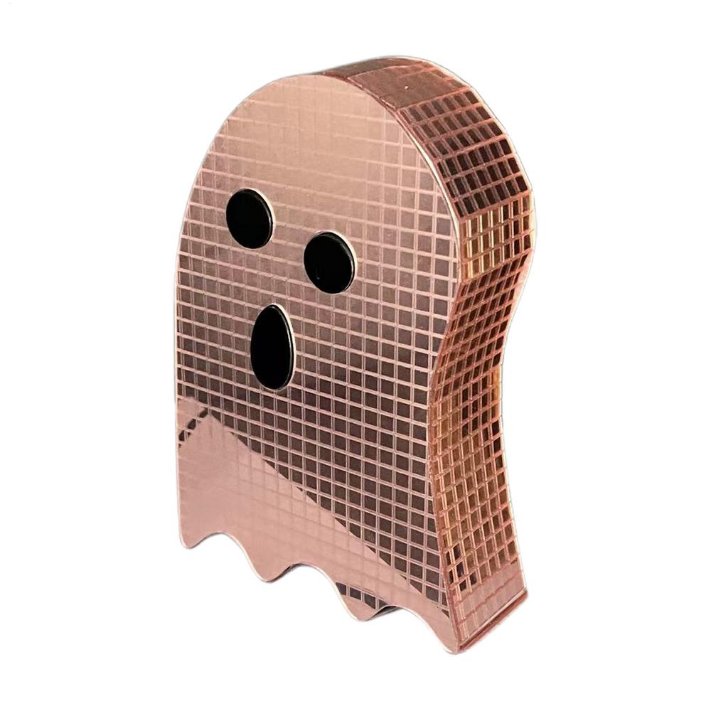 Glitter Disco Ghost Mirror Decor Sparkling Halloween Tabletop Sign for Bedroom, Bookshelf, Party Spooky Reflective Decoration