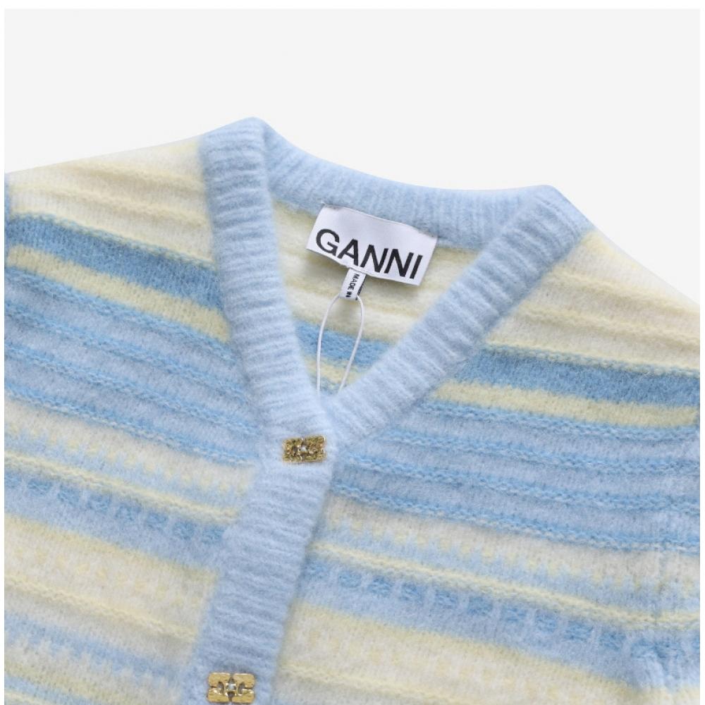 Ganni K2257 271 Striped Soft Wool Women S Knit
