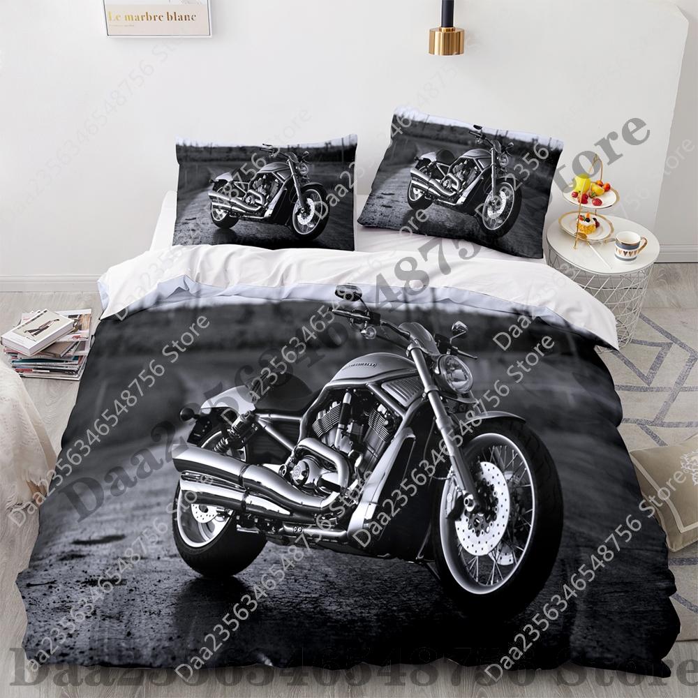 Comforter New Motorcycle Bedding Set Single Twin Full Queen King Size Motorcycle Bed Set Aldult Kid Bedroom Duvet Sets 3D Anime 038
