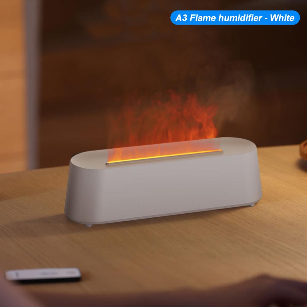 2-in-1 Ultrasonic Essential Oil Diffuser and Colorful Flame Night Lights Fine Water Mist USB Air Humidifier for Home Office Gift