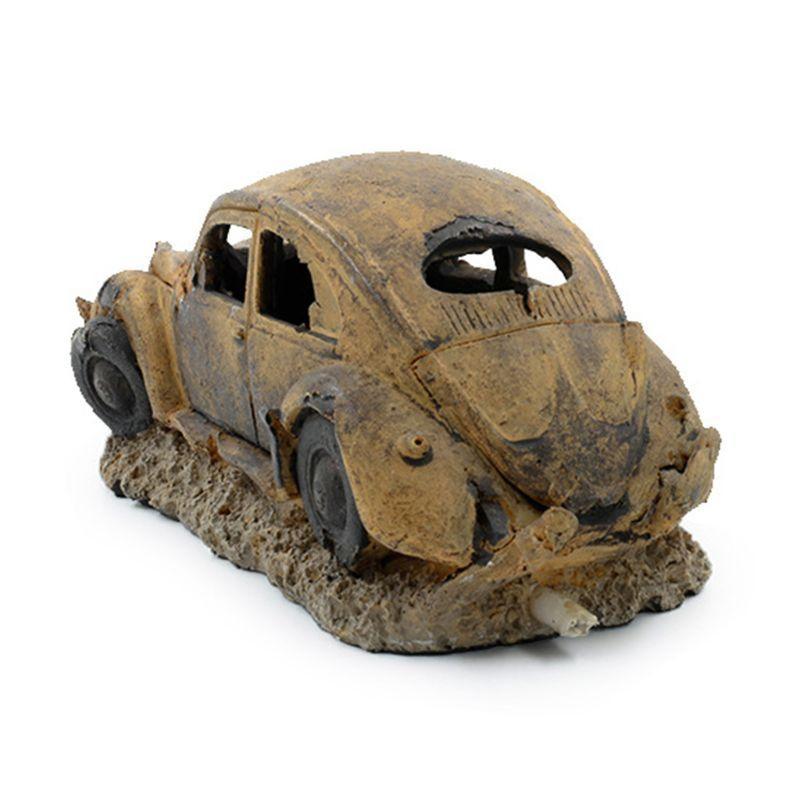Fish for Tank Decoration Aquarium Hideaway Broken Vehicle House Cave Resin Wreck Car Ornament Landscaping Accessories top sale