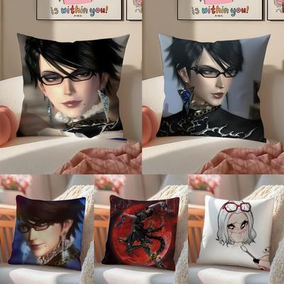 Game Stylish Game BBayonetta 3 Cushion Cover Pillowcase Short Plush Invisible Zipper Room Sofa Cushion Cover