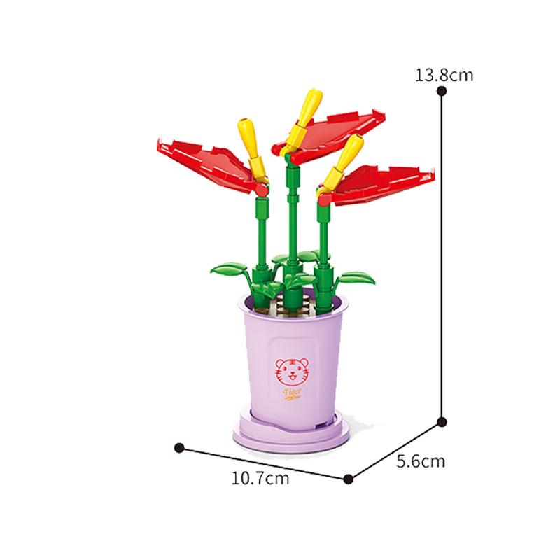 Girls Series Flowers Roses Bouquet Building Blocks Potted Plant Model  Valentine Gift Art Floral Arranges DIY Creative Sets