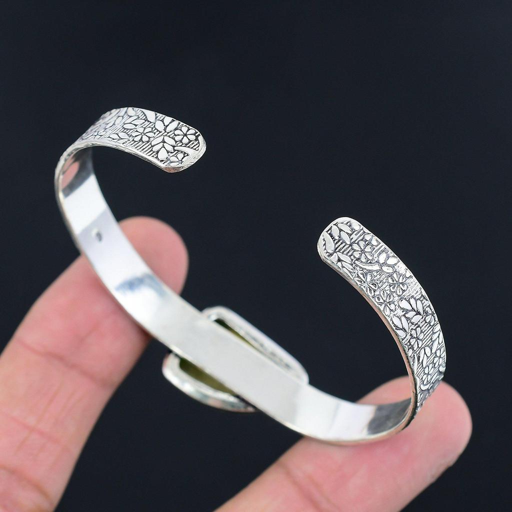 925 Sterling Silver Trillion Multi Fluorite Gemstone Mother New Bangle Bracelet