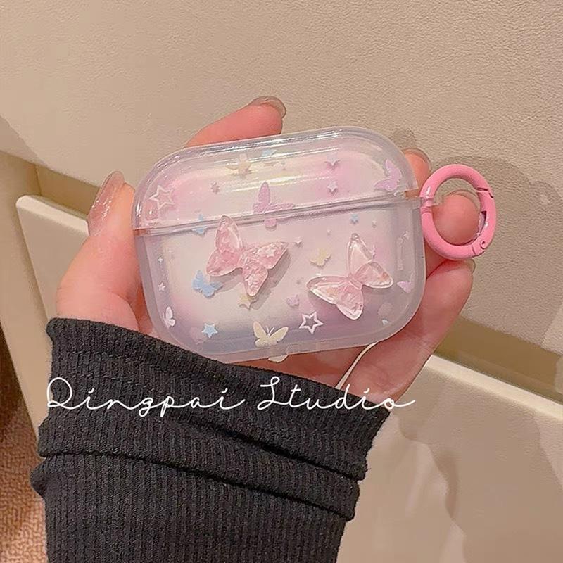 Stereoscopic Gradual Change Butterfly for AirPods Pro1 Apple Bluetooth Wireless 1/1/1 Generation Earphone Cover Cute Girl