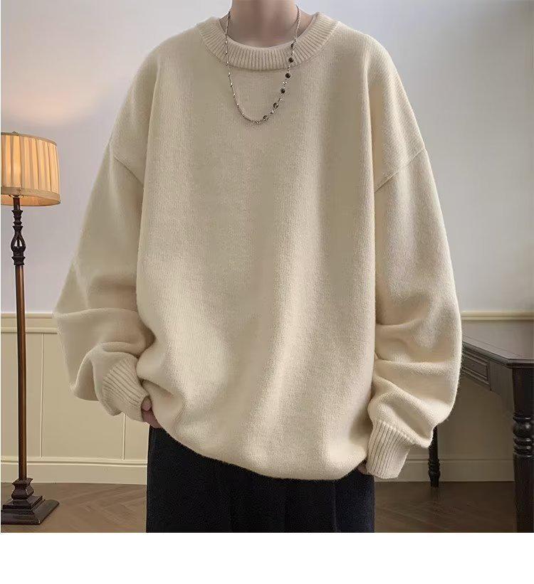 Men's Retro Knit Base Layer - Loose Fit for Autumn & Winter