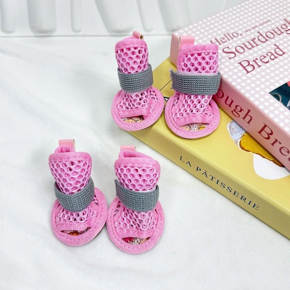 4Pcs Soft-sole Dog Shoes Non-slip Cooling Dog Boots Cute Dog Foot Cover For Small Medium Pets