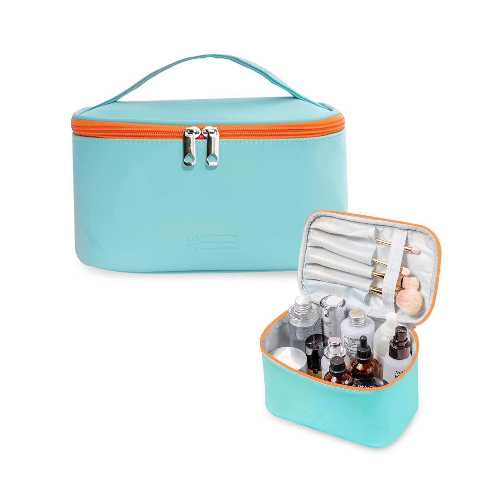 

Aylashine Makeup Cosmetic PU Cosmetic Large Portable Cosmetic Available in Multiple Colors Blue Square Pouch, Pouch, Bag, Lightweight, Capacity, Cute,