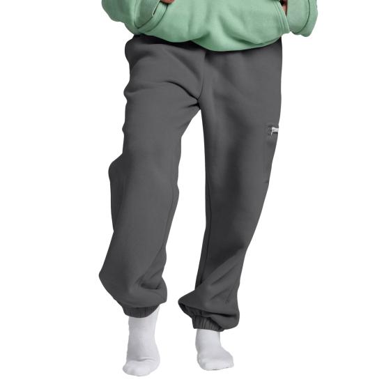 Women Sweatpants Elastic Waist Wide-Leg Casual Trousers with Pockets Solid Color Thickened Plush Lining Sport Sweatpants