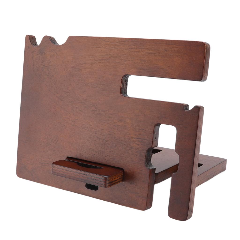 Wood Docking Station Multifunctional Wood Phone Docking Station Desktop Storage Bracket for Watch Glasses Key Jewelry