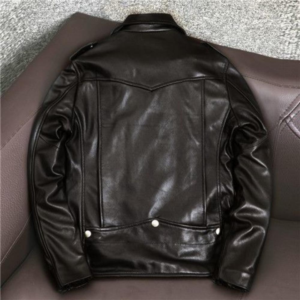 Leather Jacket Men's Fashion Handsome Locomotive Clothing Slim Leather Jacket First Layer Sheepskin Trendy Coat