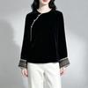 Neue chinesische Stil Maulbeerseide Samt Bluse