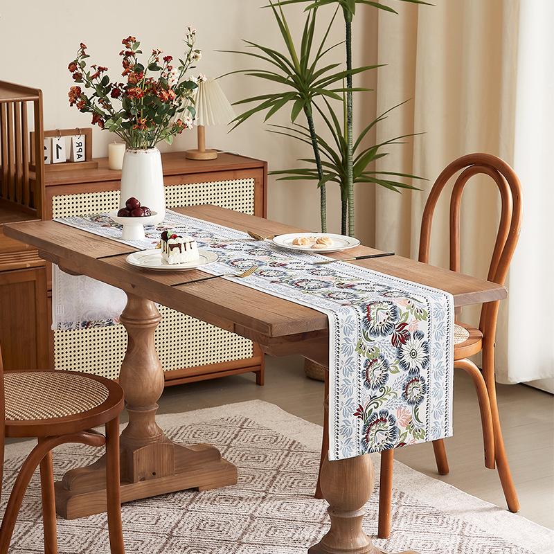 New Chinese Classical Printing Table Flag Decoration Classical Painting Table Flag Color Table Towel Household Dining Table Tea Party