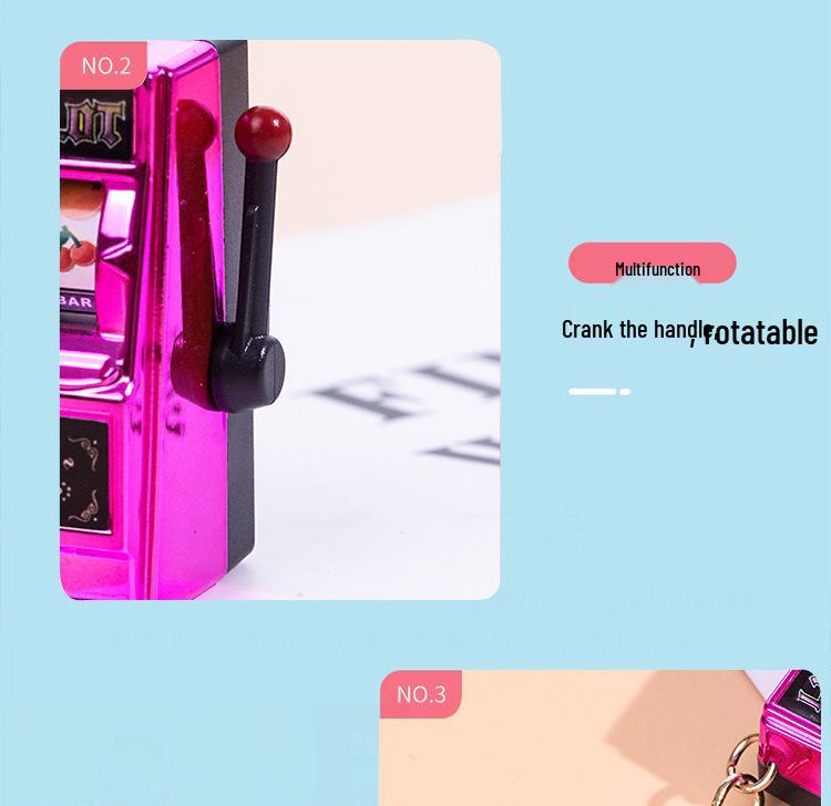 Gold-Plated Creative Tiger Fruit Machine Keychain Toy with Lottery Play Feature