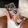 Retro Sun Star Pattern Electroplate AntiDrop Phone Case For iPhone 16 Pro Max 15 14 Plus 13 12 11 17 Air 16E Transparent Cover