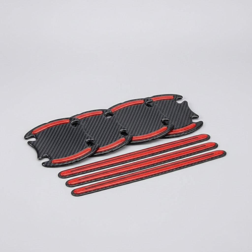 

Universal Car Door Handle Scratch Protector 8Pcs Sticker Cover Guard Film Car Safety Reflective Strips красный