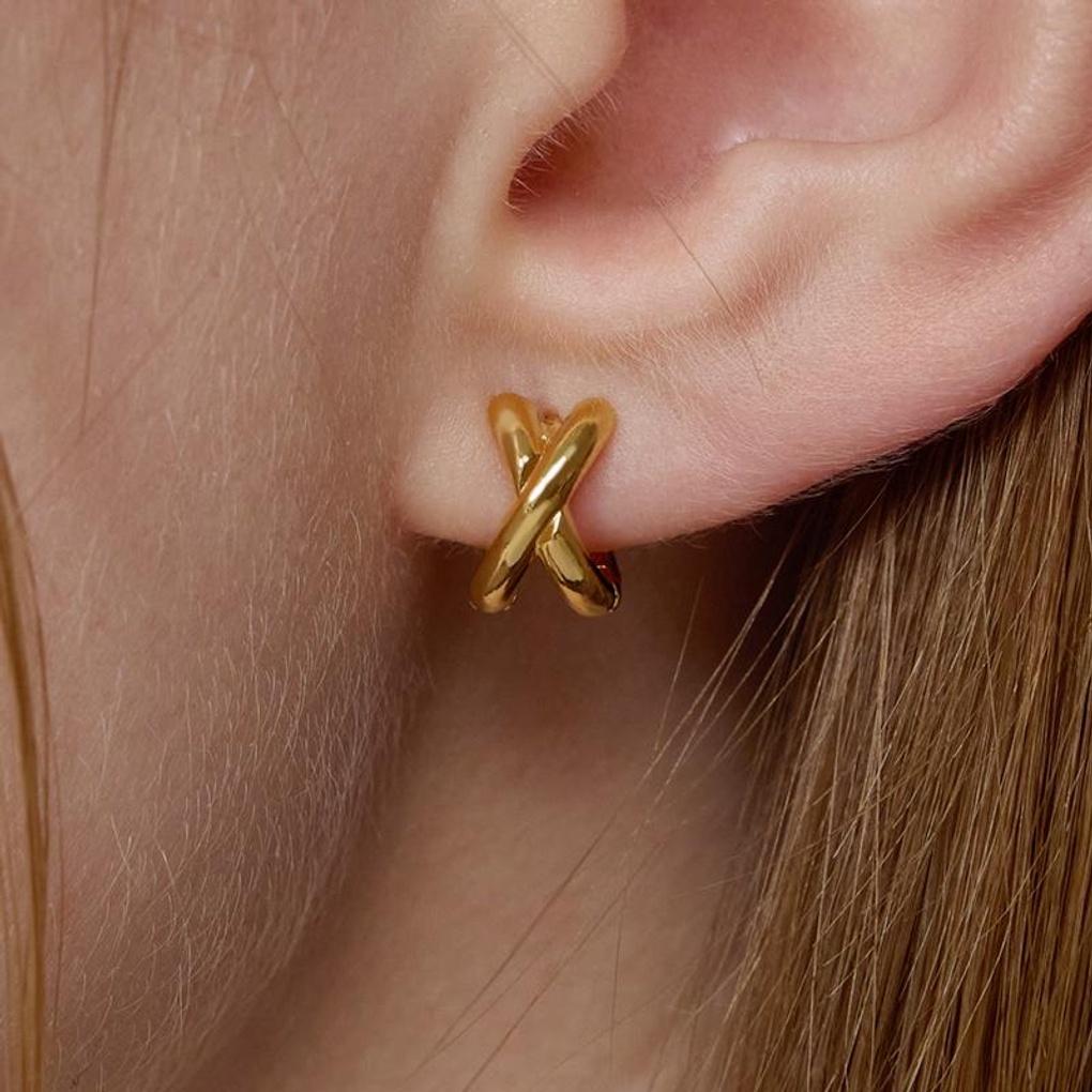 

[LOMET] 14K GF Ruby Cross Earrings_MJ0525BFE