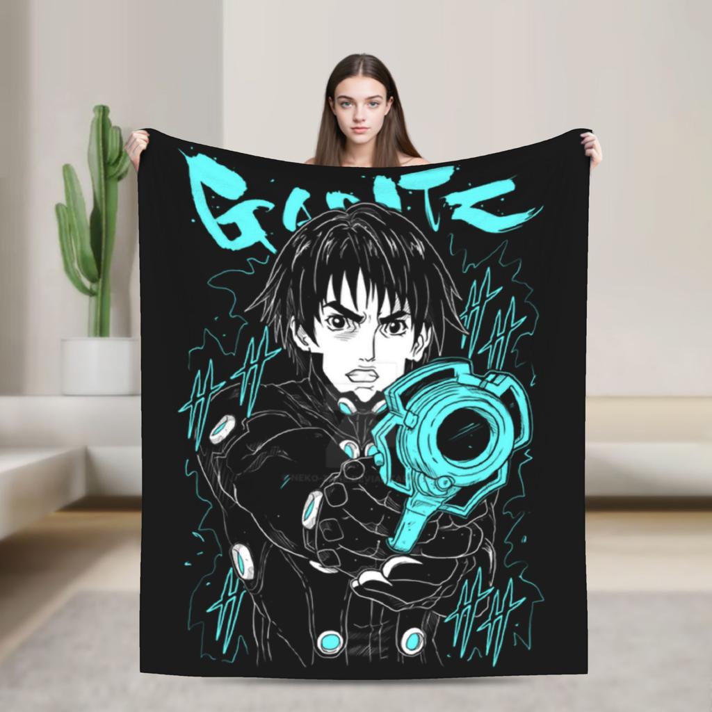 GANTZ ANIME BLACKWHITE and RED Blanket Quality Warm Soft Throw Blanket Winter Students Outdoor Aesthetic Bedspread