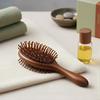 Hand Carved Sandalwood Comb Oval Shape Wooden Air Cushion Comb Styling Brush Fine-Toothed Scalp Massage Brush