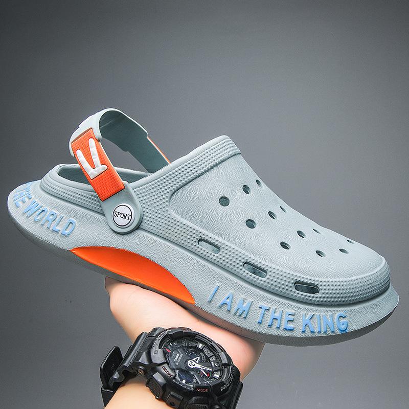Trendy Hole Shoes, Stepping On Shit, Men Wear Thick-Soled Bag Head Slippers, Outdoor Casual Beach Sandals