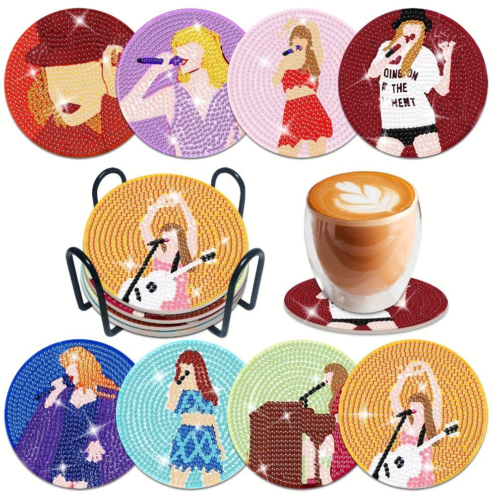 DIY Diamond Painting Point Diamond Coaster, Full Diamond Round Valentine's Day Thermal Insulation Mat, Diamond Painting Coaster