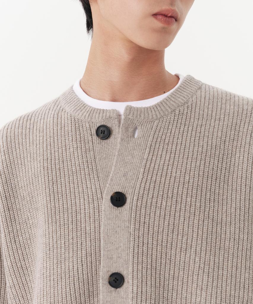 Musinsa Standard Relaxed Ribbed Round Neck Cardigan [Oatmeal]