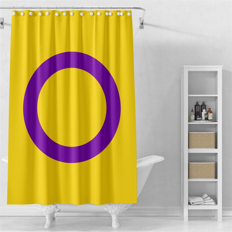 

Gaslight Gatekeep Girlboss Intersex Pride Flag Lgbt Shower Curtain Set With Grommets And Hooks For Bathroom Decor W60H190(CM)-1 Pcs