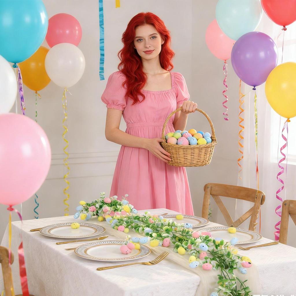 2 Pcs 6.9ft Easter Garland Spring Egg Garland Decor for Home Indoor Party Wall Fireplace Mantel Stairs Holiday Ornament