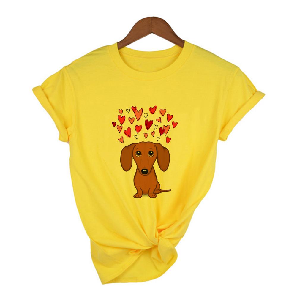 I Love Dachshunds Women Short Sleeve Graphic T Shirt Summer Harajuku Kawaii Dog Print Clothing T
