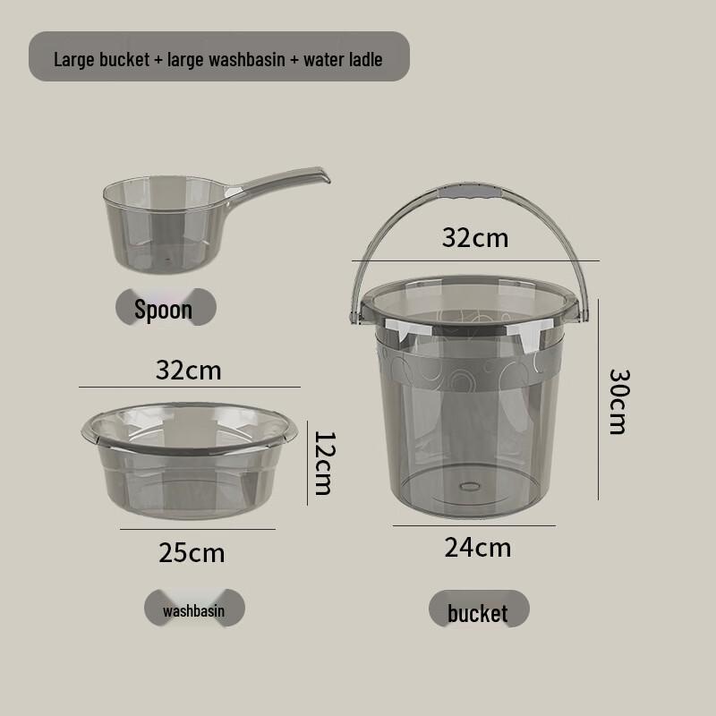Household Plastic Water Bucket & Basin 3-Piece Set