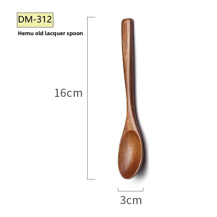 Solid Wood Lacquer Long Handle Winding Wood Spoon Style Log Small Spoon Free Lettering Multi-style Stirring Spoon
