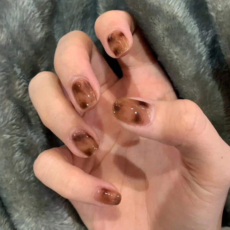Brown Marble Leopard Adhesive Nail Tips [24tips] LK13179