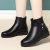 Short Boots, Autumn and Winter Cotton Shoes, Warm Boots, Women's Fleece-lined Leather Shoes, Middle-aged Women's Shoes