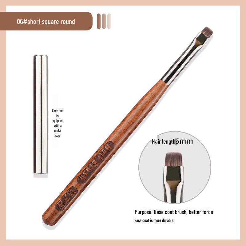 Sandalwood Nail Art Brush Set - Imitation Squirrel Hair with Pen Holder for Liner and Gel Painting