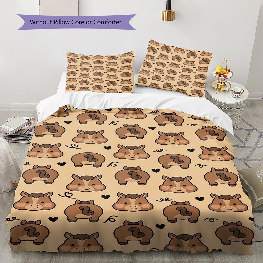 Cartoon Art Pattern Bedding,Quilt Set Quilt Cover Pillowcase Home Birthday Gift (1 * duvet cover + 2 * pillowcase, without core)