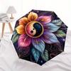 Yin Yang Lotus Mandala Wall Art Decor Umbrella, Cute Umbrella with Cute Design, Portable 3-Fold Compact Umbrella for Men & Women, Valentine's Day Moth