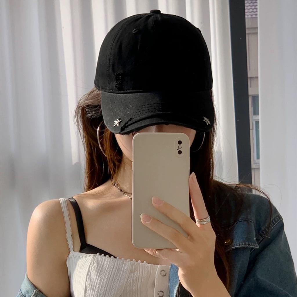 Spring And Autumn Cave Wind Star Rivet Embroidery Letter Baseball Cap Men'S And Women'S Shade Personality Street Cap