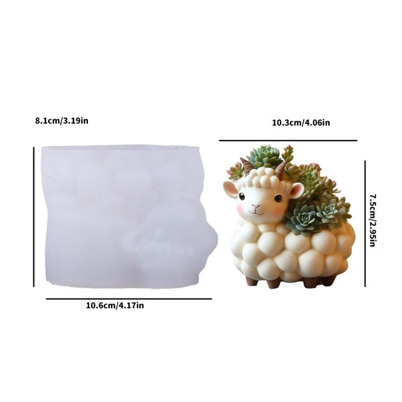 Unique Sheep Shape Silicone Planter Mould Crafting Resin Cement Candle Holder Jewelry Tray