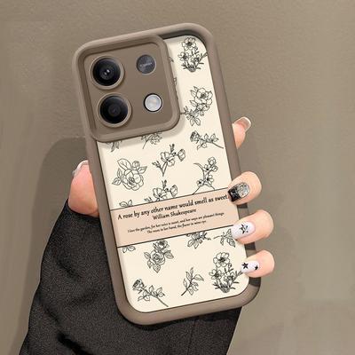 Black Rose Flower Print Phone Case For Xiaomi 13T 11T Pro Poco F6 X6 X5 Pro Redmi Note 13 12 Pro 11 10 Soft TPU Lens Protection Shockproof Matte Cover