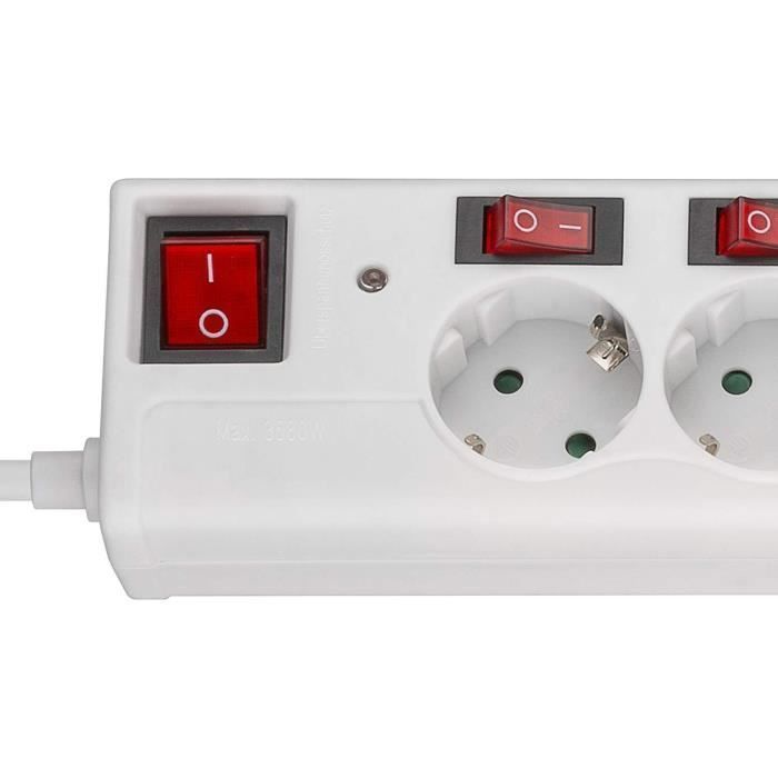 Multiprise - Goobay - 72568 - 6 Prises - Interrupteur - 1,5 m - Blanc