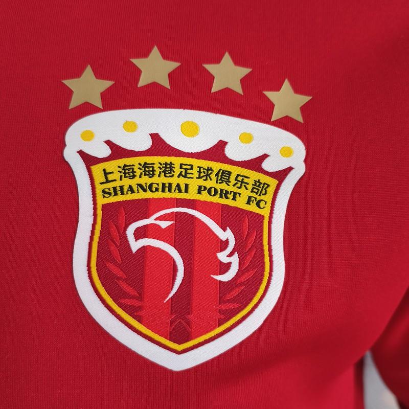 Long Sleeve Fleece Football Jacket - Shanghai Team Stand Collar Soccer Training Wear
