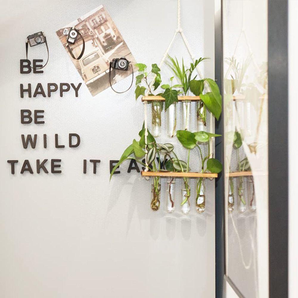 Retro Wood Hanging Hydroponic Test Tube Multilayer Stand Plant Vase  Hydroponic Plant