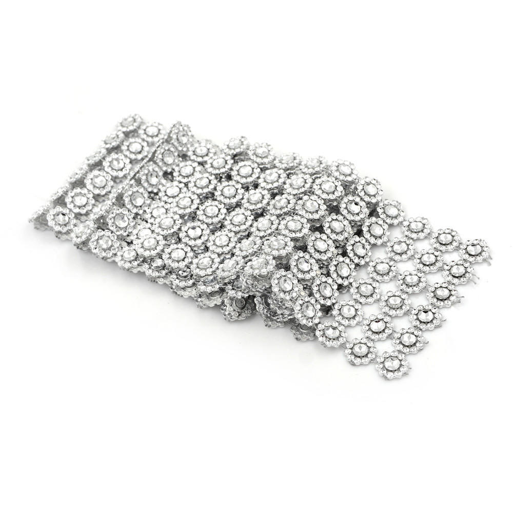 24Row Diamond Rhinestone Platinum Ribbon Mesh Wrap Wedding Home Decorations