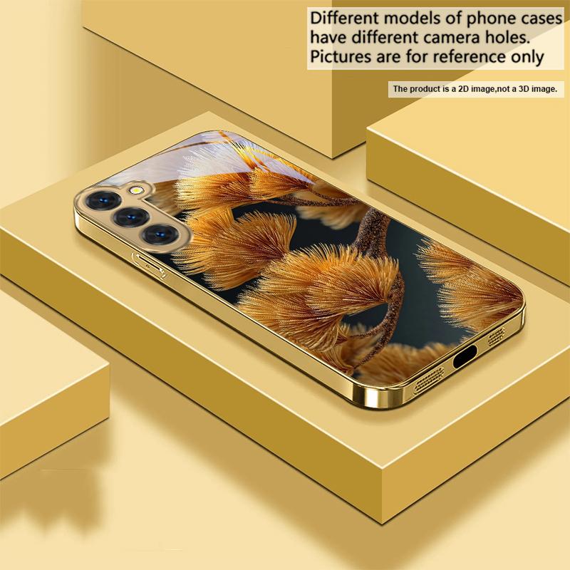 Sens Artistique Aiguille d'Or Pour Samsung Galaxy S26 S20 FE S21 S22 S23 Plus S24 Ultra 25Ultra S21+ S9 S22 S8 Coque de téléphone en verre doré